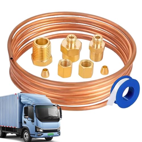 油圧計チューブキット - 銅チューブセット、真鍮フィッティングパーツ | 油圧計チューブキット機械式油圧取り付けキット、アダプター付き72インチチューブ、自動車およびトラクター用のユニバーサルエンジン圧力テストキット