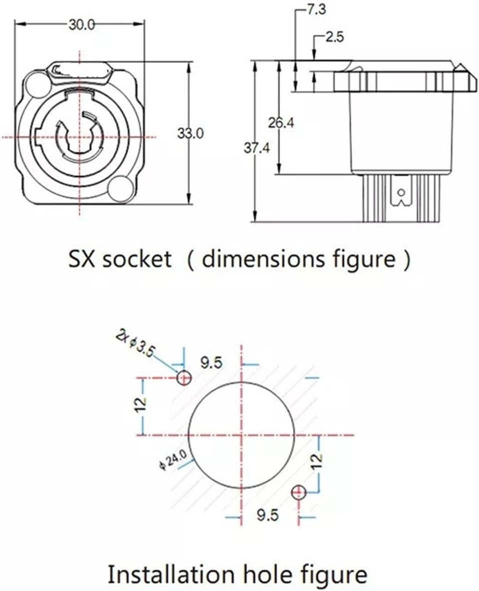 3 pin connector and socket waterproof IP67 M24