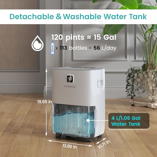 Kesnos 120 PINTS DEHUMIDIFIER FOR BASEMENT 120 Pints Energy Star Dehumidifier For Home & Basement With Drain Hose, Front Led Display And 1.06 Gal Water Tank thumb #4