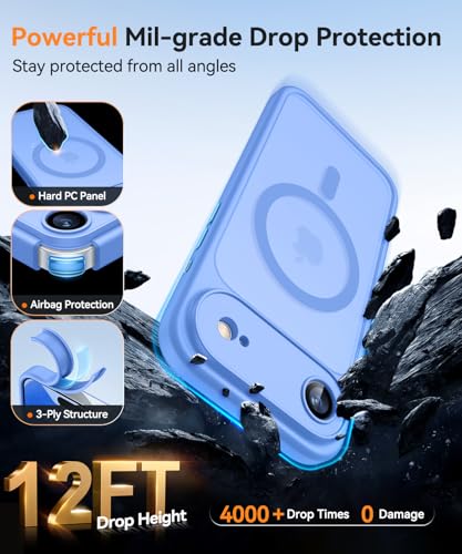 Image of CANSHN Magnetic Compatible with iPhone Air Case(6.5 Inch), Upgraded [Full Camera Protection] [Compatible with Magsafe] [Translucent Matte] Shockproof Phone Cover for iPhone 17 Air Case,Ultramarine