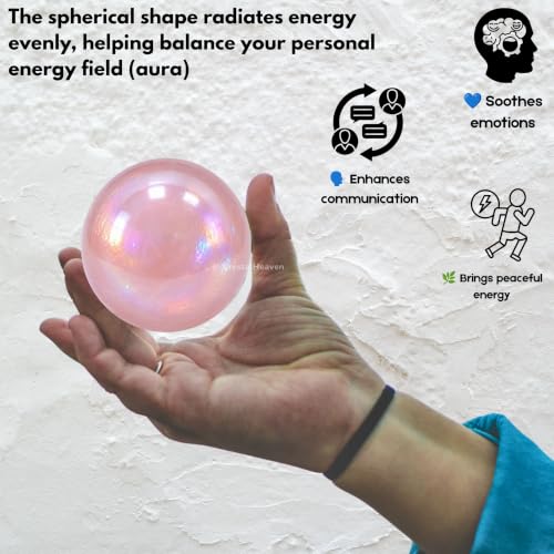Image of Certified Angel Aura Rose Quartz Crystal Ball for Meditation - Premium Crystal Vastu Items for Home and Feng Shui Items for Good Luck - Ideal for Pooja Supplies and Spiritual Practices (1.5 inch Inch)