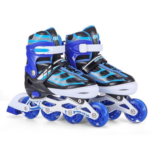 Jemora Pattini in Linea per Bambini Regolabili Si Illuminano per Ragazzi e Ragazze Principianti Ecologici Traspiranti per Bambini Taglia di Scarpe 28-41