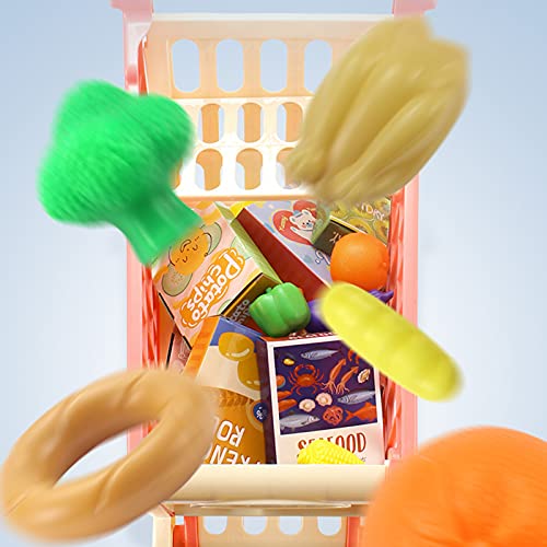 Shhjjyp Einkaufswagen FüR Kinder Ideal FüR Kaufladen Und Supermarkt Mit Kuststofflebensmitteln Spielzeug Kindereinkau… – Bild 5