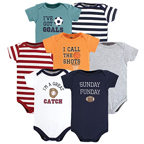 Hudson Baby Unisex Baby Cotton Bodysuits, Sports Stripes, 18-24 Months