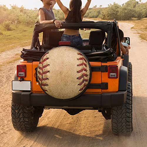 Image of Baseball Spare Tire Cover Dust-Proof Wheel Tire Cover Fit Trailer, RV, SUV and Many Vehicle 17 Inch