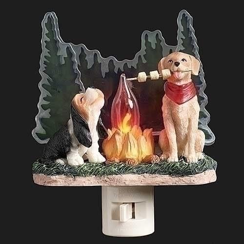 Roman Camping Dogs Sherri Buck Baldwin Nightlight, 5.25-inch Height, Polyresin, Room Lighting Decoration