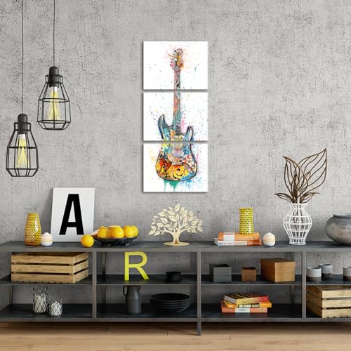 HOMEOART Music Room Decor Graffiti Wall Art Guitar Painting Music Wall Art Framed Canvas Artwork for Walls 12inchx16inchx3Piece (White, Vertical) by HOMEOART - Used condition - Image 5