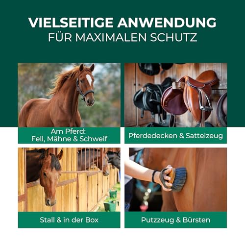 Silberkraft Milbenspray Pferde 500 ml, Effektiver Milbenschutz & Parasitenabwehr, Soforthilfe bei Juckreiz, Langzeitschutz gegen Milben, Flöhe & Läuse, wirksame Formel zur Insektenabwehr