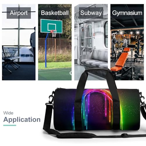 Gym Bag Rainbow Neon Duffel Bag for Men Women Overnight Bag with Shoe Compartment Workout Bags3