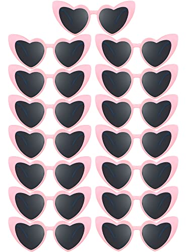 Flutesan 15 Pairs Valentine Heart Shaped Sunglasses Vintage Cat Eye Sunglasses for Bachelorette Party Supplies(Pink)