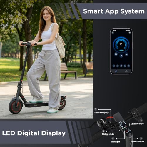 Image of Electric Scooter - Electric Scooter Adults, 1000W /500W Motor, 25 /21 /18 MPH, 10'' /8.5'' Tires, 28 /23 /21 Miles, APP Control, Dual Brake, Long Range Electric Scooter for Gift
