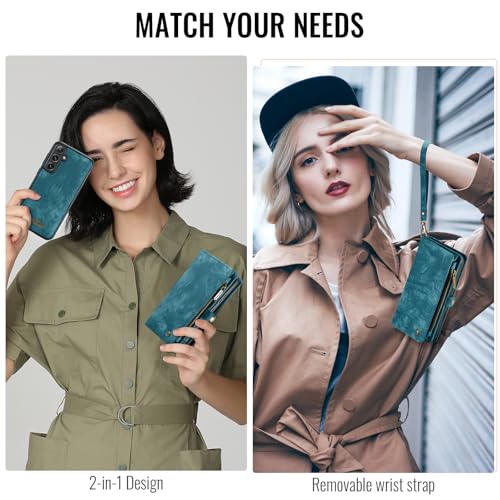 Étui portefeuille Samsung S24 FE avec pochette zippée et coque amovible - 4