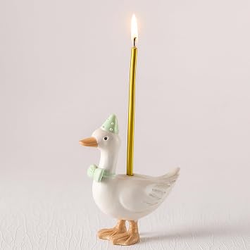 Mumufy Silly Goose Cake Candle Holder, Cute Birthday Topper,Goose,Green