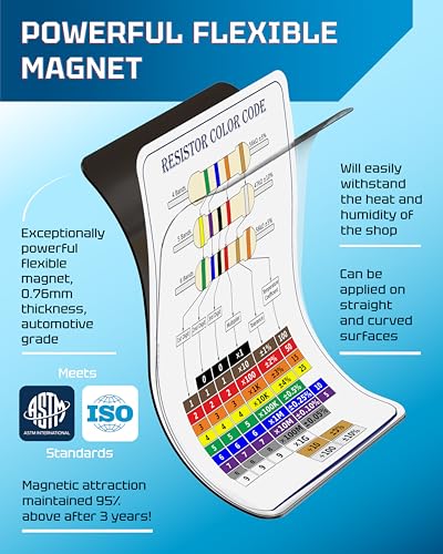 Image of Useful Magnets Resistor Color Code Chart | Reliable & Durable Magnetic Sheet for Easy Resistance Value Identification | Waterproof Flexible Rounded Corners Magnetic Poster 4.25 inch X 5.5 inch