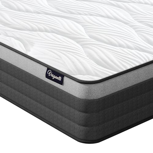 Vesgantti King Size Mattress, 10.2 Inch Hybrid Mattress 5FT with Individual Pocket Springs and Cooling Gel Memory Foam, Medium Firm, 150x200x26cm