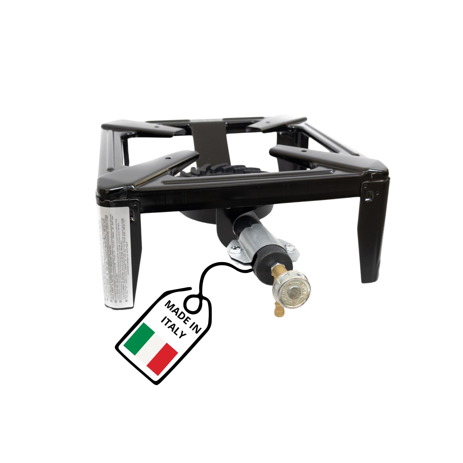 MOHOME Fornellone Gas Esterno Campeggio Nero 40 x 40 x 19 cm Bruciatore Ghisa Metallo Pentole Pesanti Portatile Made in Italy