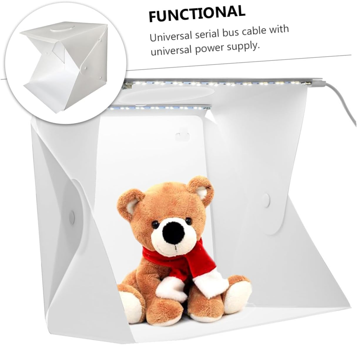 SEWACC Portable Photography Light Box 40cm with LED Lighting Tent, Foldable Small Studio Photo Box with Dual LED Strips and Two-Color Backgrounds for Product and Jewelry Photography