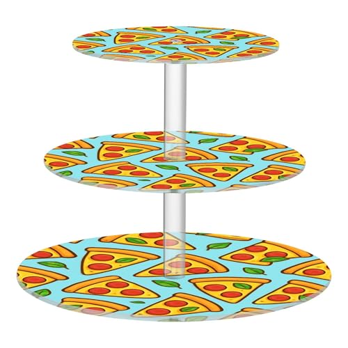 PYBUG Pizza 3 Tier Acrylic Cupcake Stands Tower,Dessert Table Display Set for Tea Party,Wedding,Birthday, Baby Shower