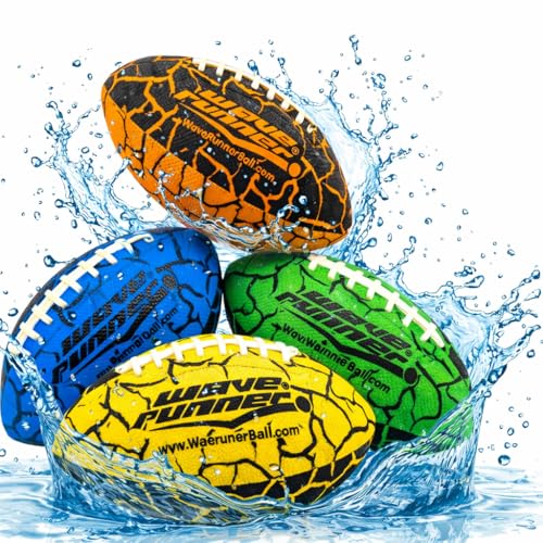 Wave Runner Water Football for Pool and Beach | Waterproof Football for Outdoor Games for Adults, Teens, and Kids - Lightweight Pool Toys, Easy Wet Grip, Outdoor Summer Toy Gift for Boys Ages 8-16