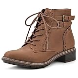 CLIFFS BY WHITE MOUNTAIN Women's Shoes Elibeth Stacked Heel Lace-Up Ankle Bootie, Tan/Fabric, 10 W