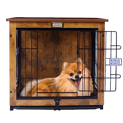 Copaw Dog Crate Furniture - 27 Inch Wooden Wire Pet Kennels With Double Doors And Removable Tray Indoor Pet House End Table Furniture Style Dog Crate For Small Medium And Large Breeds Dogs #TOP1