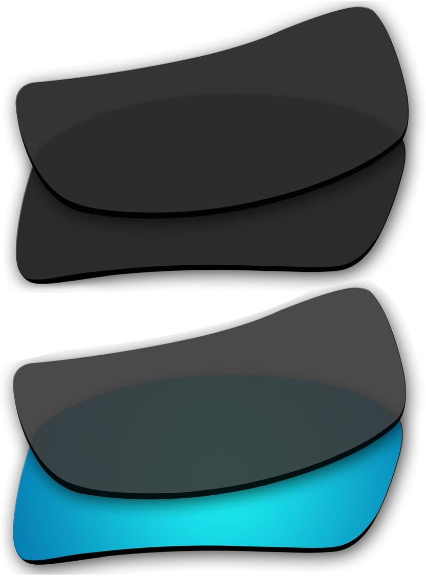 ACOMPATIBLE Replacement Polarized Black and Ice Blue Lenses for Oakley Oil Drum Sunglasses