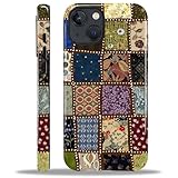 MQJCYB Case for iPhone 14 13, Hybrid Heavy Duty 2 in 1 Full Body Rugged Shockproof Protection Glossy Case for iPhone 14 13 - Checked Fabric Pattern Collage