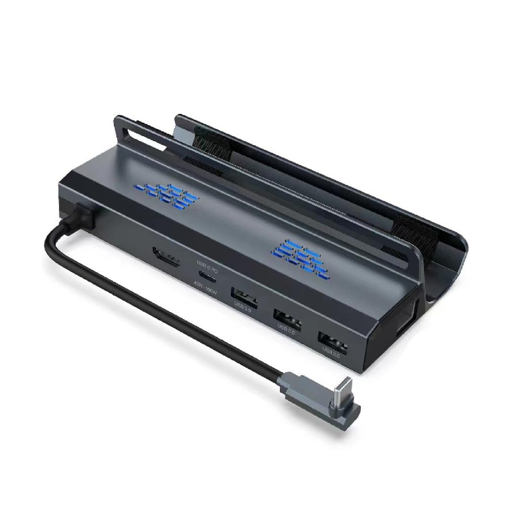 Base de TV 6 en 1 Hub Soporte Estación de acoplamiento Consola de cubierta de vapor USB 3.0 Tipo C Compatible 2.0 Puerto Base de TV USB 3.0