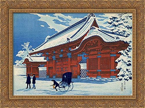 Red Gate At Hongo 24x18 Gold Ornate Wood Framed Canvas Art by Shotei Takahashi