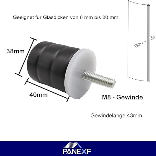 Panexf Dusche Türknopf 2 Stück Türknauf Duschtürknopf Edelstahl Duschtürgriffe Beidseitig 87mm*38mm Türgriff Rund für Duschtür Glastüren Schiebetür（Schwarz）