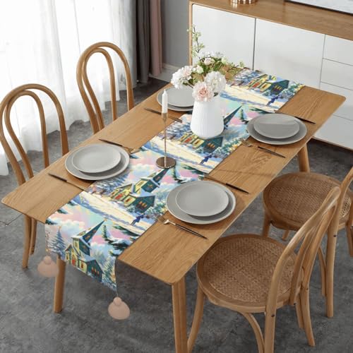 Chemin de table de cuisine vintage lavable antidérapant Noël - 2