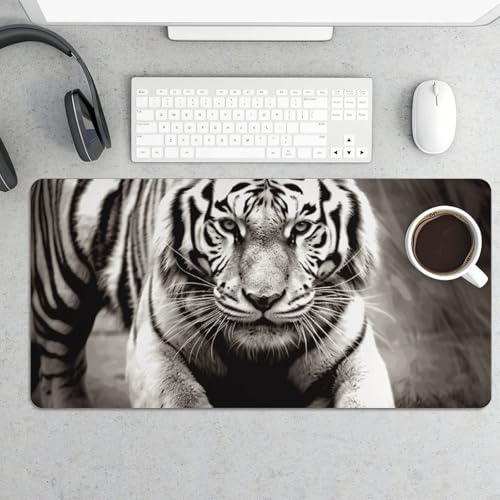 Mouse Pad Protector Blanco y Negro Tigre Grande Impermeable miniatura 5