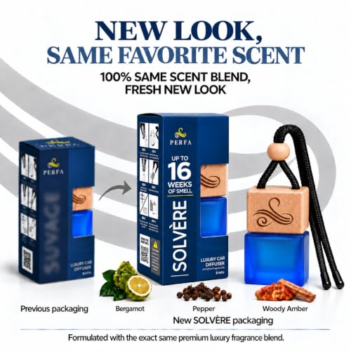 Auto-Lufterfrischer für Männer – Solvère Inspirierter Parfüm-Diffusor Geschenkset von Perfa (8 ml (1er Pack) Blau) – Ansicht 8