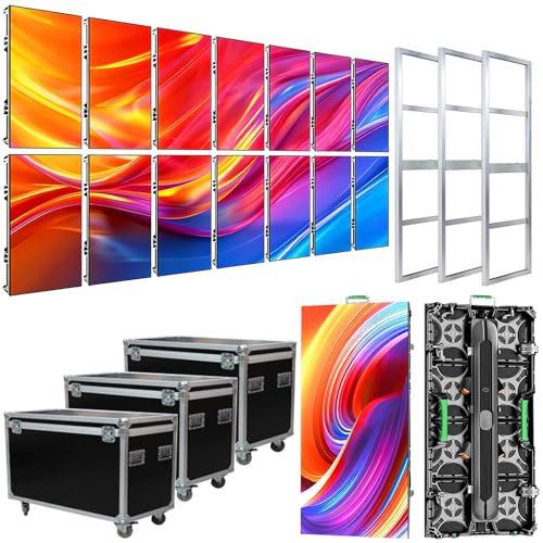Image of P3.91 Portable LED Display Wall | 3840Hz High Refresh Rate, IP65 Waterproof with Aluminum Cabinet, Mounting Frame & Flight Case | for Stage, Concert, Event (14 Pack)