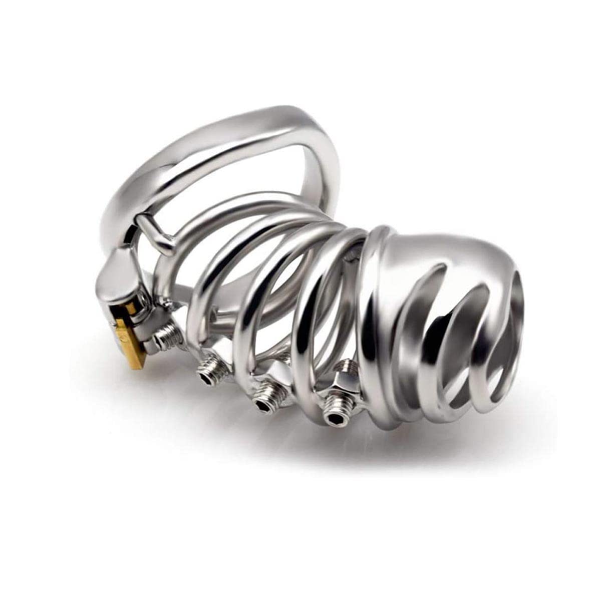 AAKOMA Dispositif de chasteté masculine Cage à bite en acier inoxydable Ceinture de chasteté Bondage pour hommes Jouet sexuel adulte avec anneau de pénis en arc de 40mm