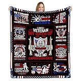Veterans Day Gifts, Gifts for Veterans, Veterans Gifts for Men, Army Blanket, Navy Air Force Military Blankets, Vietnam Veteran Gifts, Hard Head Veteran Gifts, Cozy Patriotic Throw Blanket 50”x60”