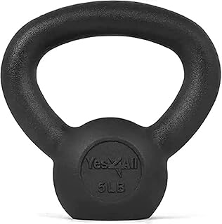 Yes4All Kettlebell de peso ajustável/peso sólido de ferro fundido Kettlebell, treinamento de força kettlebells para treino de corpo inteiro, halterofilismo, condicionamento, força e treinamento central