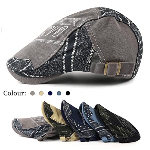 Seaur Men Beret Hat Adjustable Newsboy Cap Classic Newsboy Hat Vintage Duckbill Cap Gatsby Cap Lvy Irish Hat Print Flat Cap Hunting Cap Driving Hat - Grey #TOP1