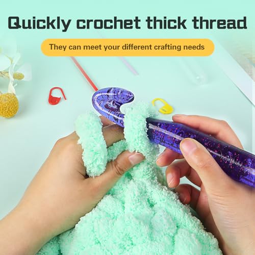 Image of 25 mm Large Crochet Hooks, Ergonomic Handle for Arthritic Hands, Professional Huge Crochet Needles, Colorful Transparent Crochet Hook for Beginners and Crocheting Yarn(25 mm)