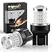 iBrightstar Newest 9-30V Super Bright Low Power Dual Brightness 7440 7443 T20 LED Bulbs with Projector replacement for Tail Brake Lights, Brilliant Red