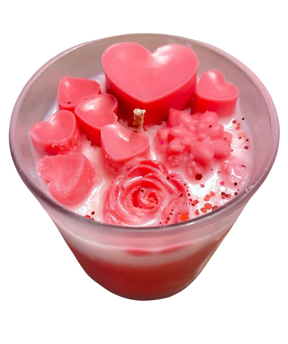 Jar candles, Aromatherapy Candles, Handmade, Strong Candles for Home, Rose Petals Scented,10 oz 50-60 Hour Burn, All Natural Soy, Non Toxic