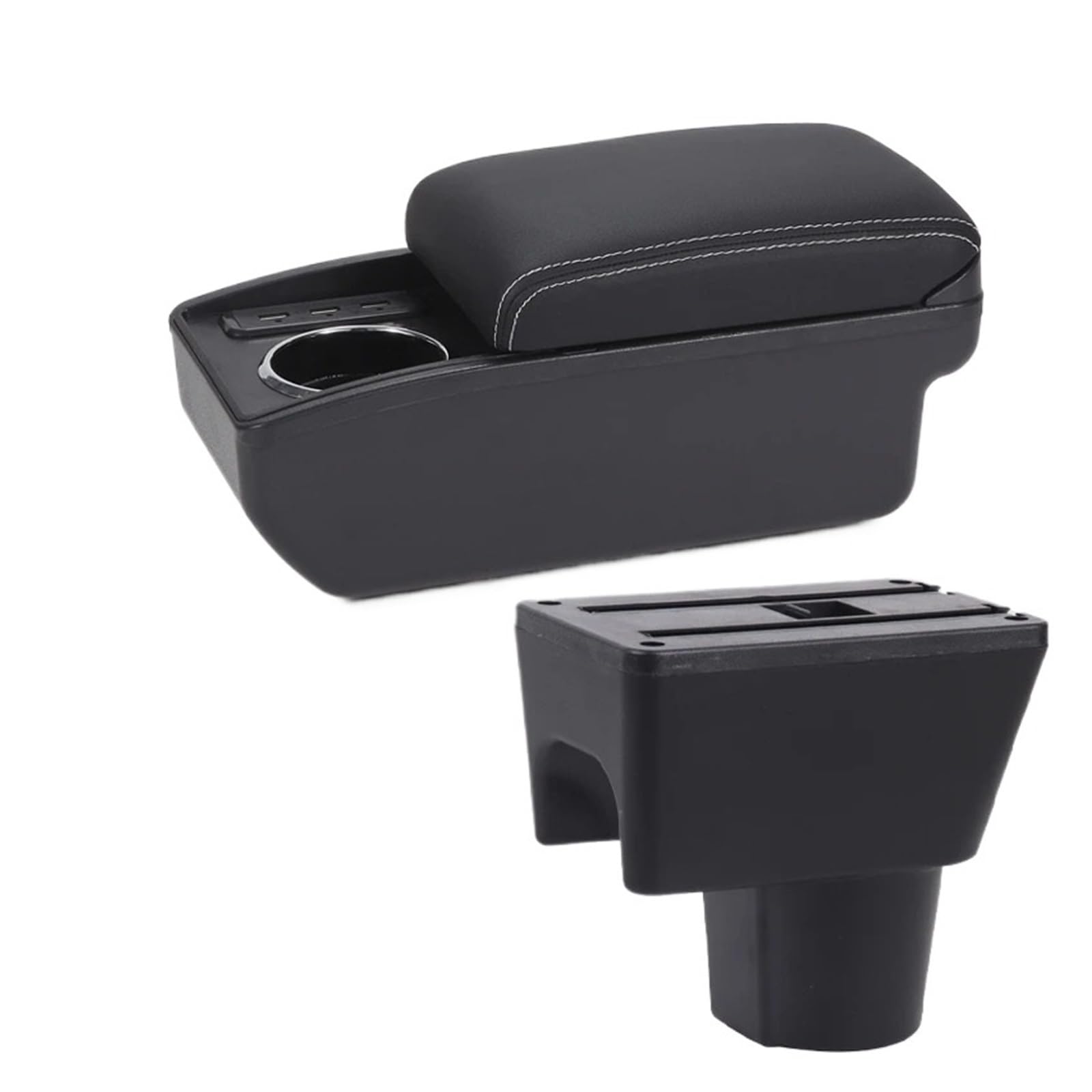 ECBUGAT For Duster 2012-2018 Car Armrest Dedicated Retrofit Interior Storage Box Accessories Car Armrest Box(B3 Black white 6USB)
