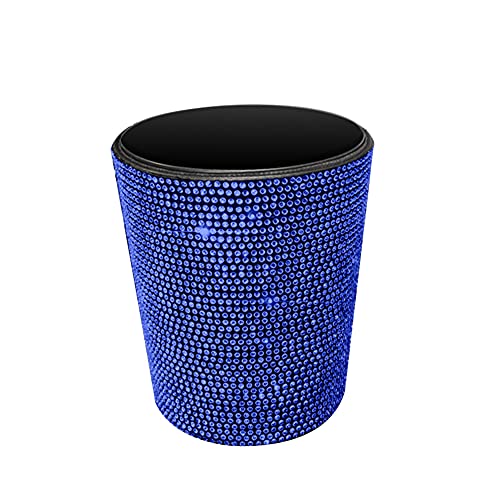 Image of Bling Car Garbage Trash Can,Glitter Diamond Trash Container Hanging Garbage Bin Multifuntional Organizer Storage Box Universal Dustbin Garbage Container,Blue