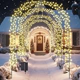 Seeloowy 3 Pack 8ft Solar Christmas Light Archway Outdoor with 8 Mode LED Light, Metal Arch Outdoor Decoration, Easy Assembly Reusable Wedding Pathway Driveway Garden Lawn Yard Backdrop Decor