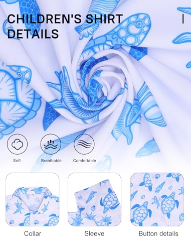 Image of Hawaiian Shirt for Boys Button Down Wrinkle Free Shirt Short Sleeve Funny Beach Casual Summer Print Top for Kids 4-15 Years