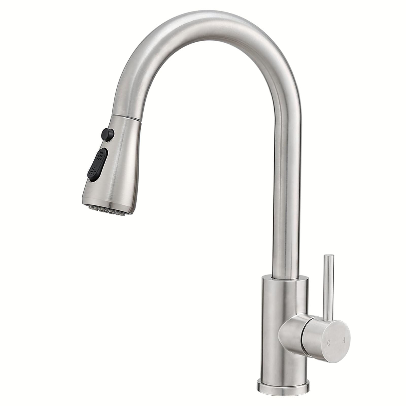 GENBONS Wasserhahn Küche, Edelstahl, Hochdruck Küchenarmatur mit Herausziehbarer Brause Ausziehbar Armatur, Mischbatterie Spültischarmatur, 360° Schwenkbar Zwei Sprühfunktionen