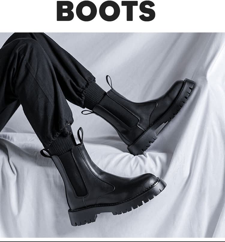 Men's Leather Platform Chelsea Boots Fashion Dress Casual Non-Slip Resistant Ankle Boots Fleece Warm for Winter3