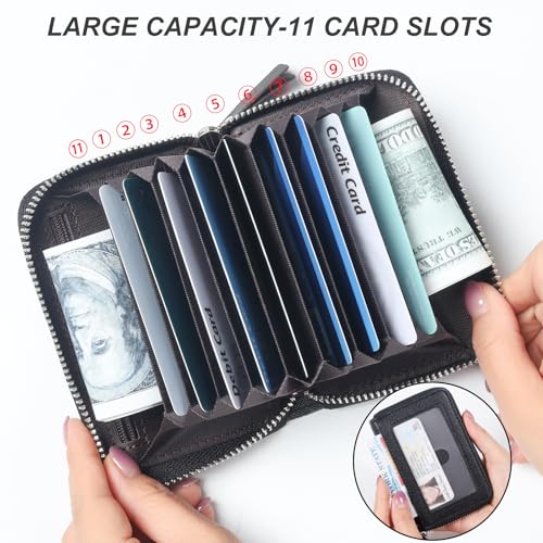 Image of Credit Card Wallet, RFID Card Case Wallet, Zipper Card Cases Holder for Men Women, RFID Blocking, KeyChain Wallet, Compact Size Card Organizer Case for Women