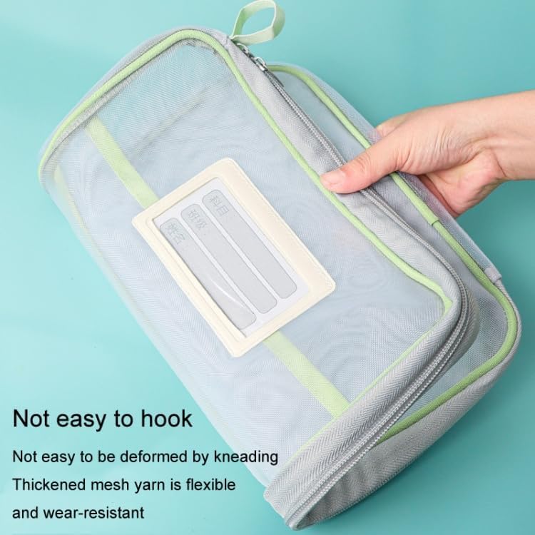 VEPROIX (Pack of 1, Multicolour) A4 Mesh Zipper File Folder Organizer with 3-Layer Separation – Dustproof Document Bag with Label Pocket, Lightweight Portable Pouch for Office, School, Students 4