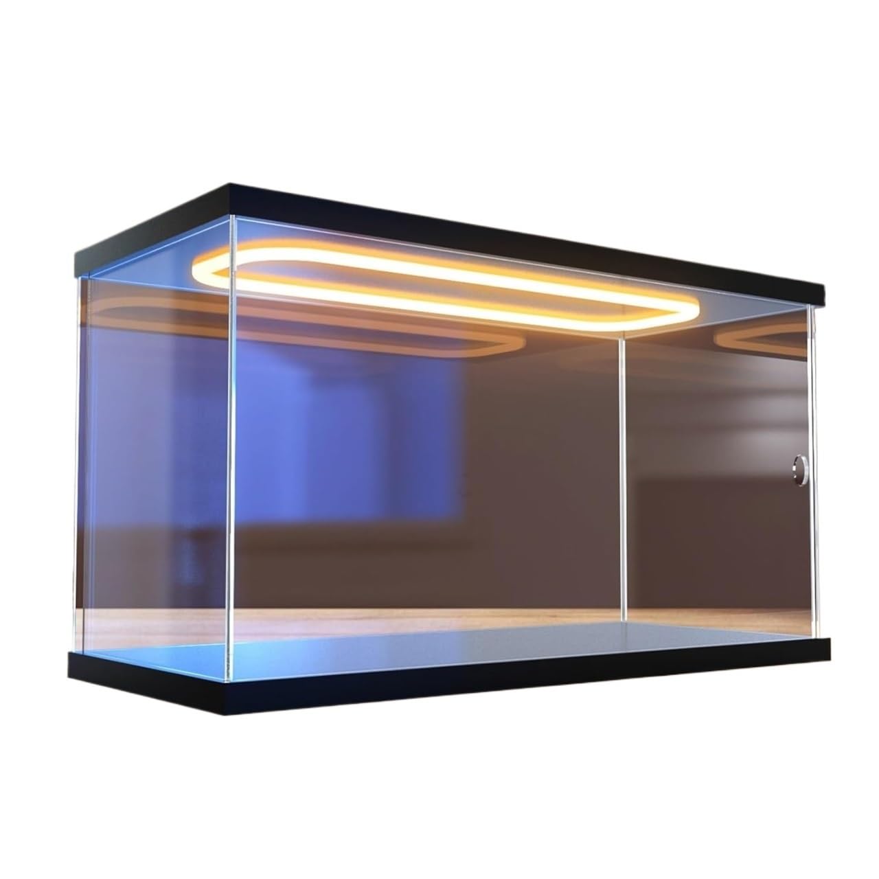 Vitrina acrílica de apertura frontal con luz LED